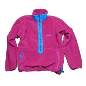 Patagonia Kangaroo Pocket Zip Bright Pink Fleece Jacket Women's Size 12 USA
